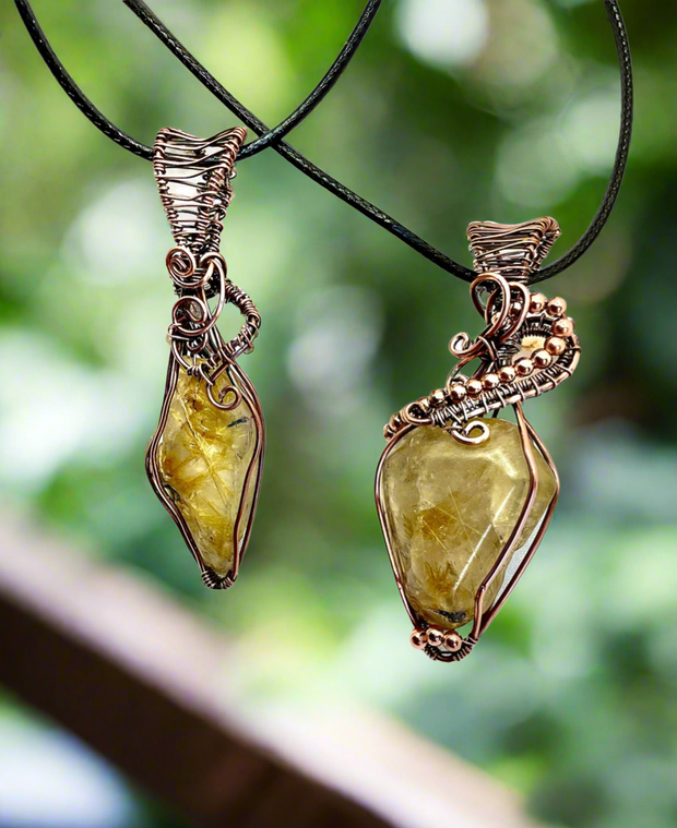 Rutilated Quartz Wire Wrapped Pendant