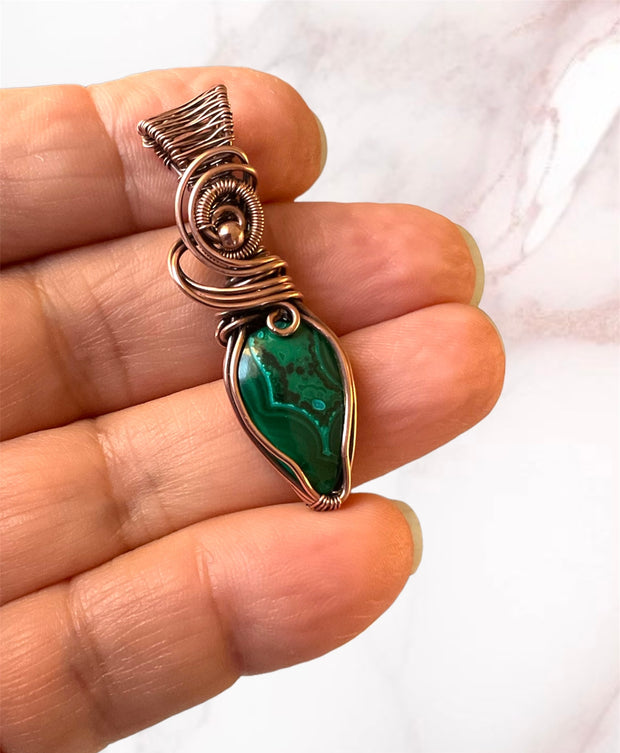 Chrysocolla in Malachite Pendant