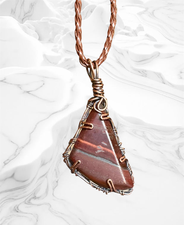 Red Tiger Eye Wire Wrapped Pendant