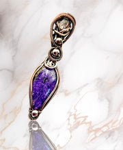 Charoite Pendant With Herkimer Diamond Accent