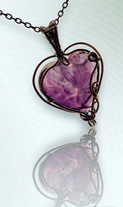 Purple Fluorite Heart Shaped Pendant