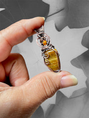 Tiger Eye With Amber Accent Pendant