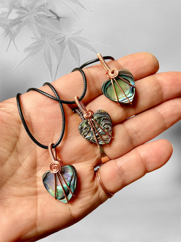 Abalone (Paua) Shell Heart Shaped Pendants