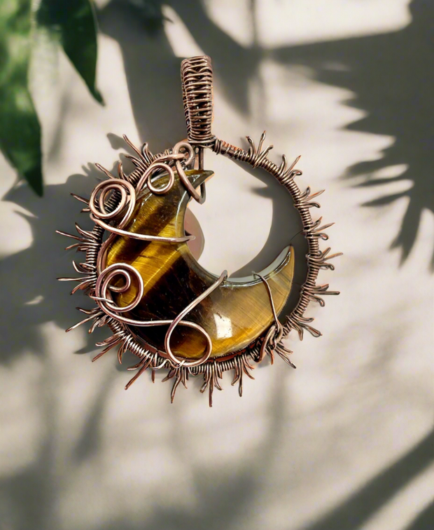 Tiger Eye Moon & Sun Pendant