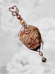 Coral Fossil Pendant with Fresh Water Pearls