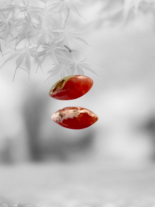 Rhodochrosite Earrings With Rose Quartz