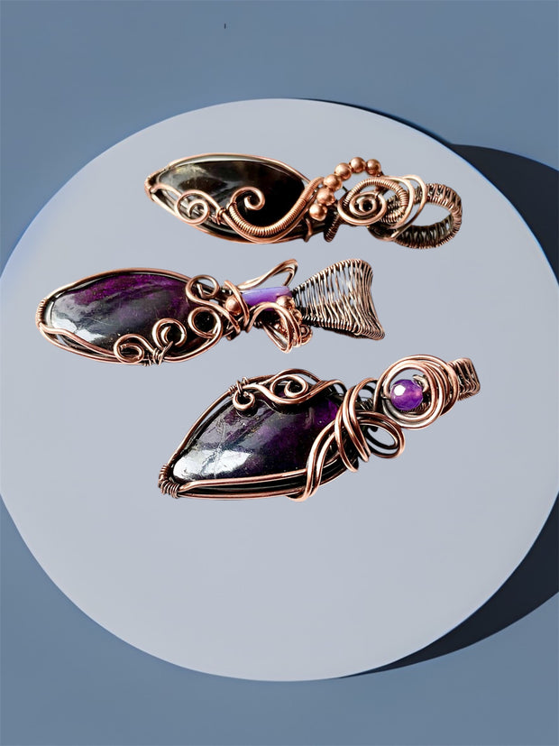 Purpurite Wire Wrapped Pendant