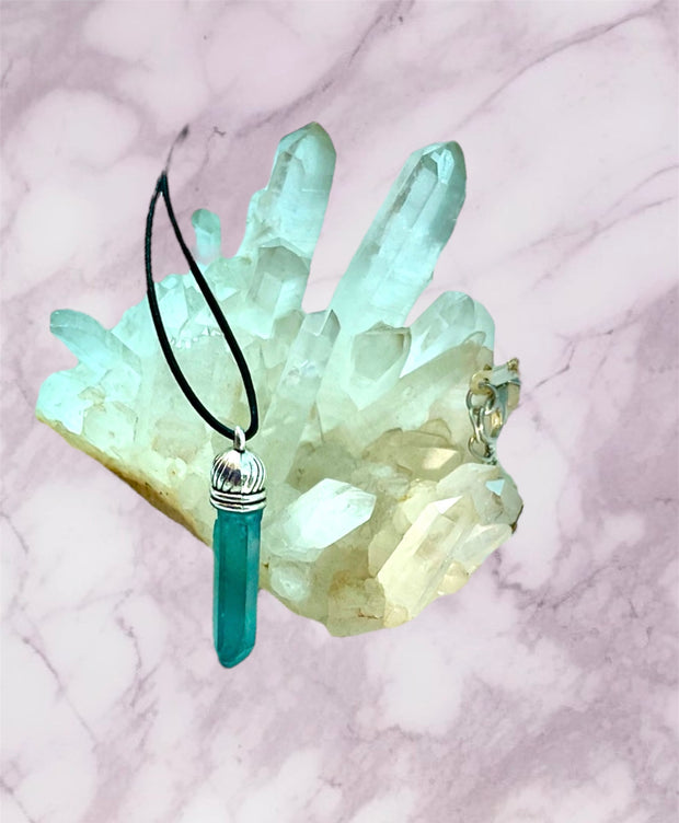 Aqua Aura Quartz Wire Wrapped Point