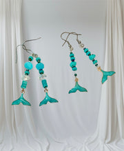 Enamelled Whale Tail Earrings