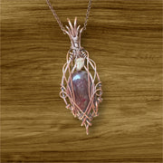 Purple and Green Labradorite Wire Wrapped Pendant