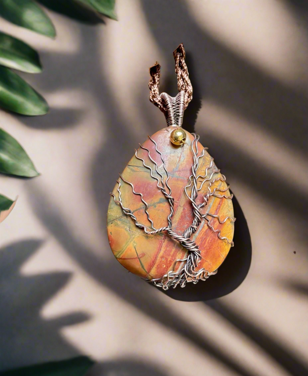 Cherry Creek Jasper Wire Wrapped Tree Of Life Pendant