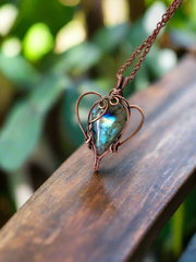 Labradorite Teardrop Shaped Wire Wrapped Pendant