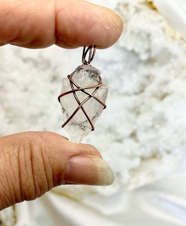 Clear Quartz Arrow Point Wire Wrapped Pendant