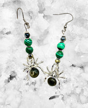 Malachite with Silver Heart & Malachite Spider Earrings