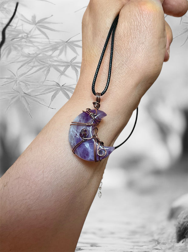 Amethyst Crescent Moon Pendant