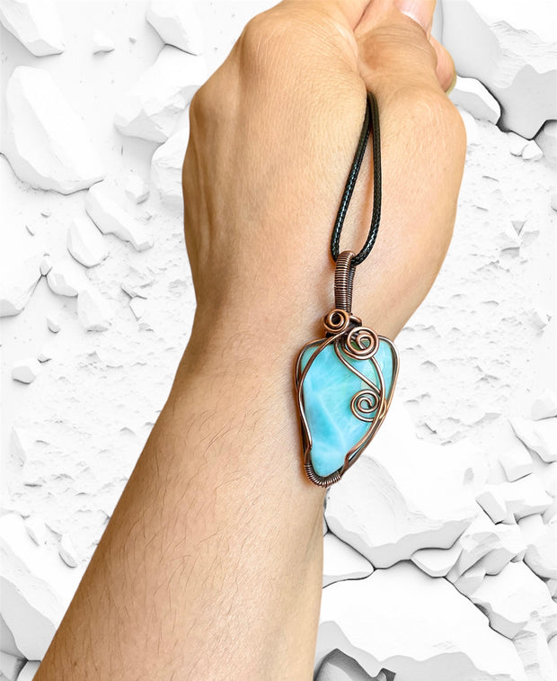 Larimar Wire Wrapped Pendant