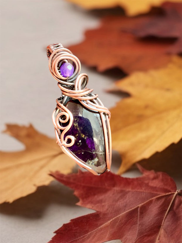 Purpurite Wire Wrapped Pendant