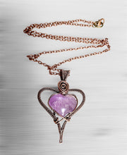 Amethyst Puffy Heart Wire Wrapped Pendant