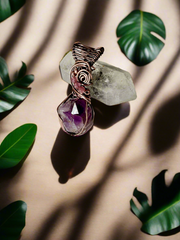 Amethyst Multi Pointed Elestial Pendant with Pink Tourmaline