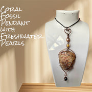 Coral Fossil Pendant with Fresh Water Pearls