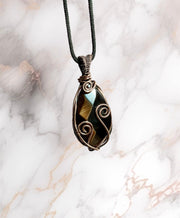 Gold Sheen Obsidian Wire Wrapped Pendant