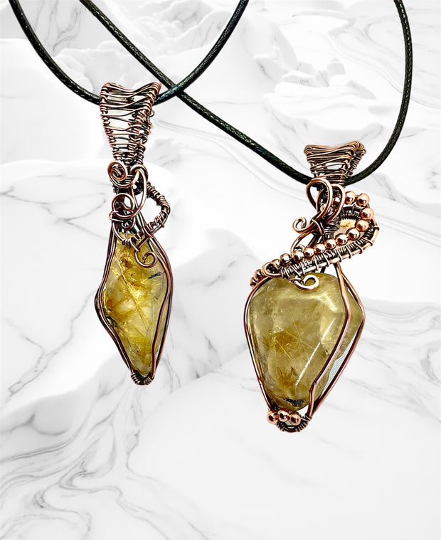 Rutilated Quartz Wire Wrapped Pendant