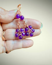 Amethyst Pentagram Wire Wrapped Earrings