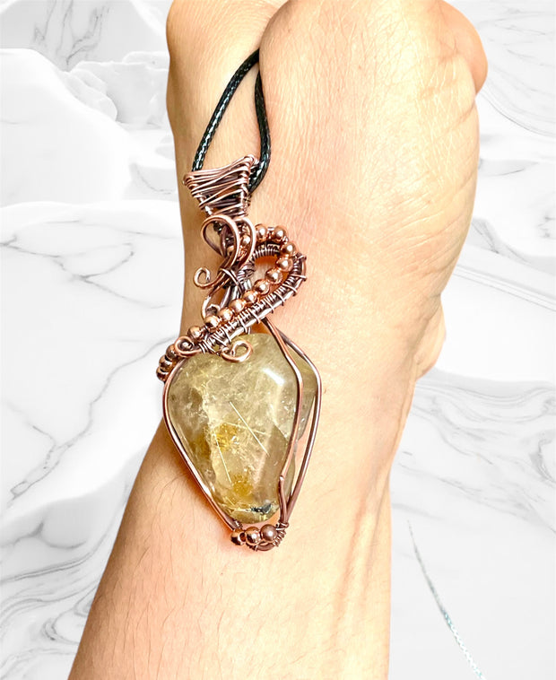 Rutilated Quartz Wire Wrapped Pendant