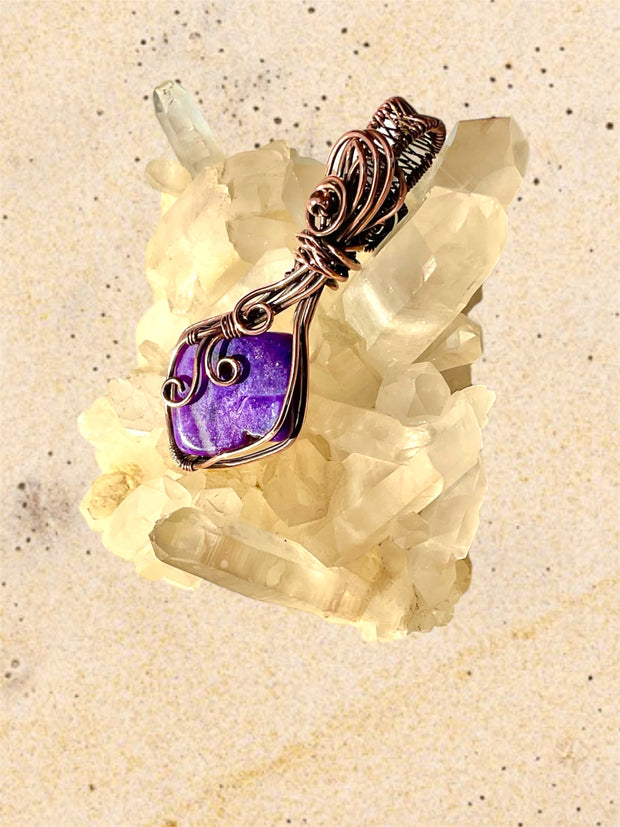 Charoite Wire Wrapped Pendant