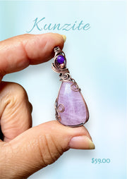 Kunzite Pendant With Amethyst Accent