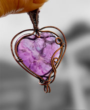 Purple Fluorite Heart Shaped Pendant