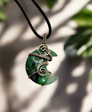 Moss Agate Crescent Moon Pendant