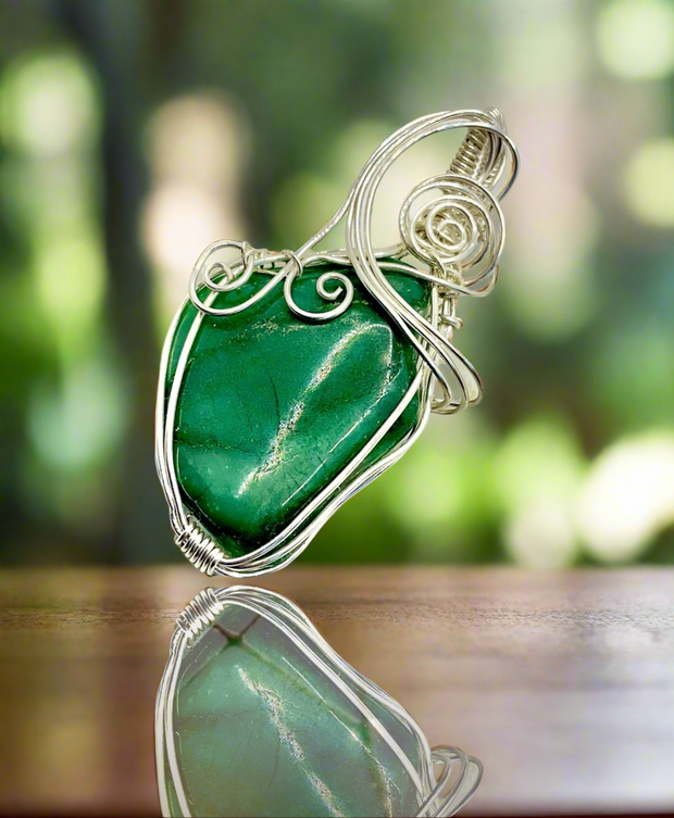 Green Jade Wire Wrapped Pendant