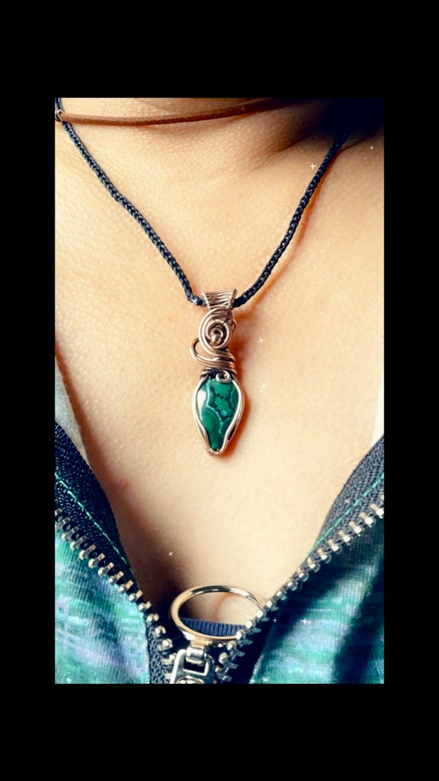 Chrysocolla in Malachite Pendant