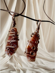 Red Moss Agate Wire Wrapped Pendants