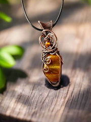 Tiger Eye With Amber Accent Pendant