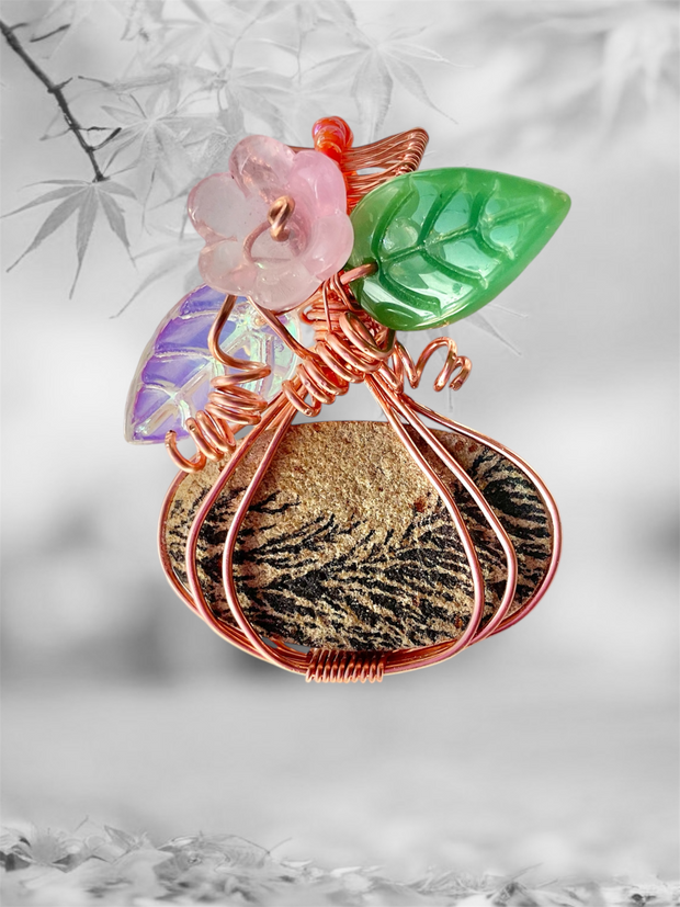 Psilomelane Dendrite Pumpkin Pendant