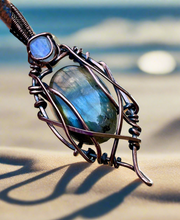 Labradorite With Moonstone Wire Wrapped Pendant