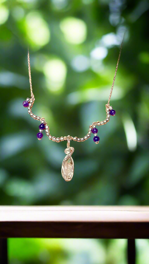 Herkimar Diamond and Amethyst Necklace