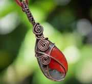 Bloodstone Pear Shaped Wire Wrapped Pendant