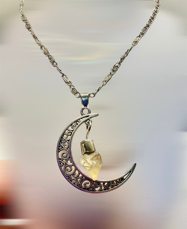 Crescent Moon Gemstone Pendants