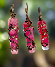 Pink Dragon Vein Wire Wrapped Points