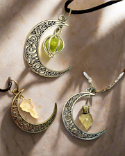 Crescent Moon Gemstone Pendants