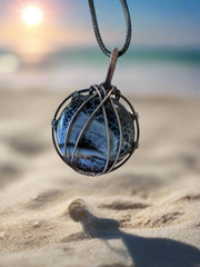 Black Fire Agate Wire Wrapped Pendant