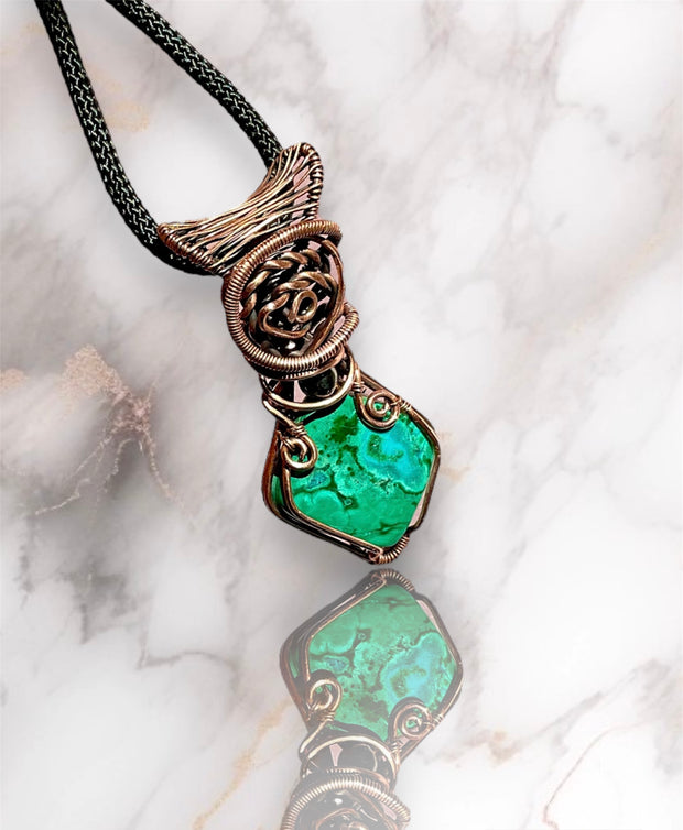 Chrysocolla in Malachite Pendant