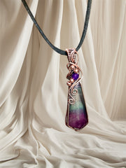 Rainbow Fluorite with Amethyst Accent Pendant