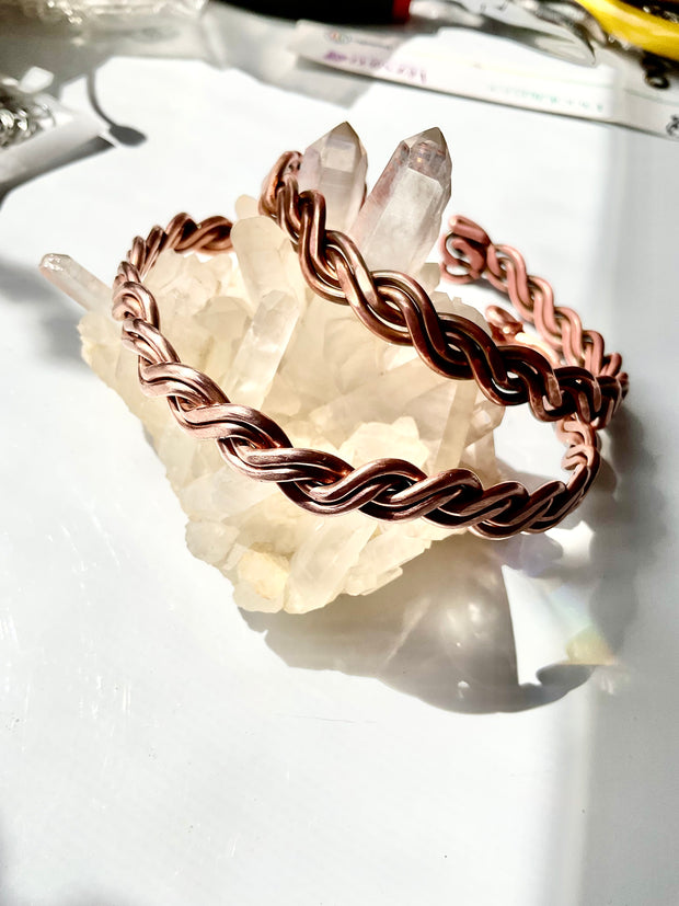 Copper Braided Cuff Bracelets