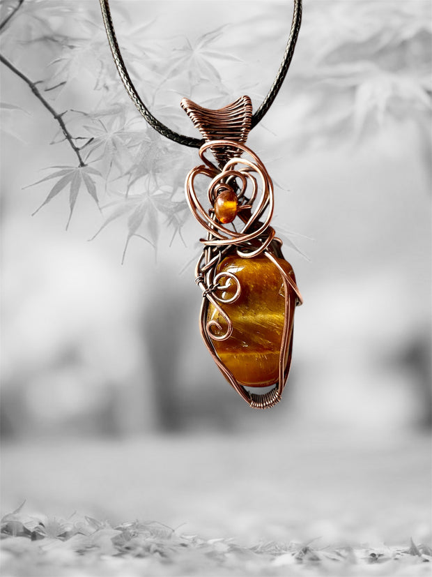 Tiger Eye With Amber Accent Pendant