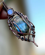 Labradorite With Moonstone Wire Wrapped Pendant