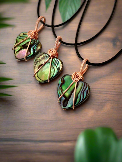 Abalone (Paua) Shell Heart Shaped Pendants